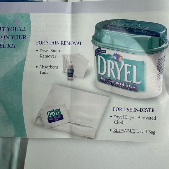 Dryel Starter Kit , 6 Dryer Cloths, 2 Bottles of Stain Remover & 8 Pads NO bag - Picture 6 of 9